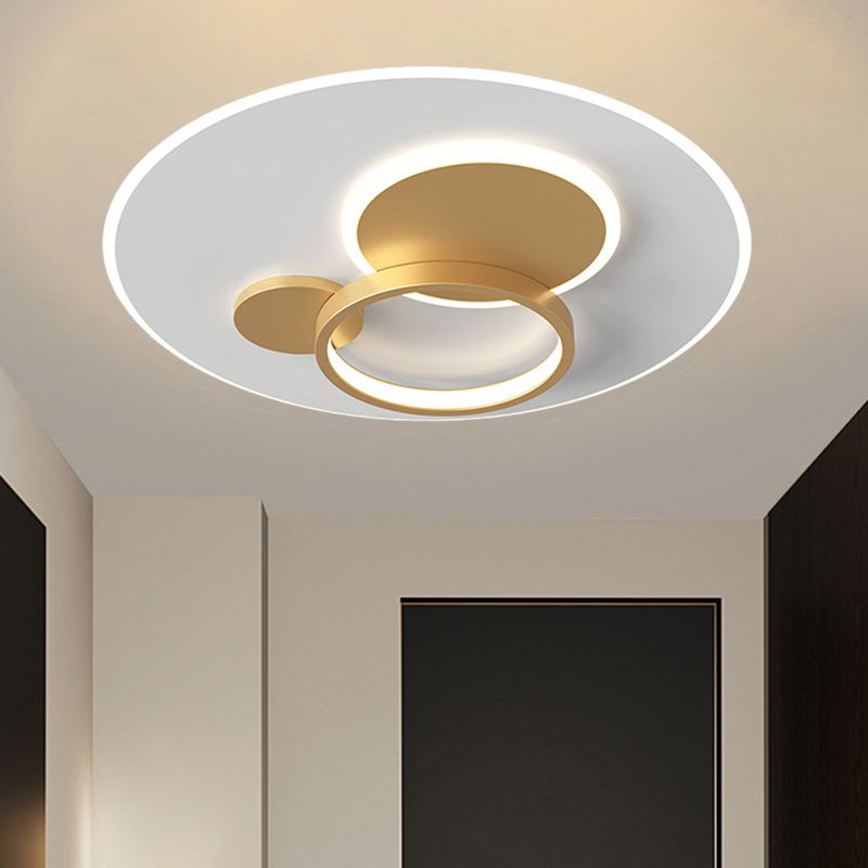 16 "/19.5" W Cerchio Luce a incasso Semplice Metallo Nero/Oro Finitura LED Lampada a incasso in luce calda/bianca