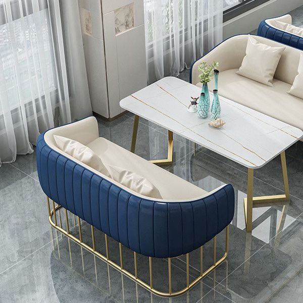 Faux Leather Tuxedo Arm Sofa Stain Resistant Sofa for Living Room