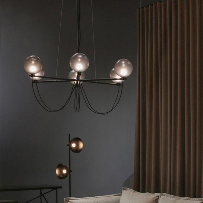 Fladiente di vetro grigio grigio a 6 luci Light Light Post-Modern Style Living Lighting Secondo