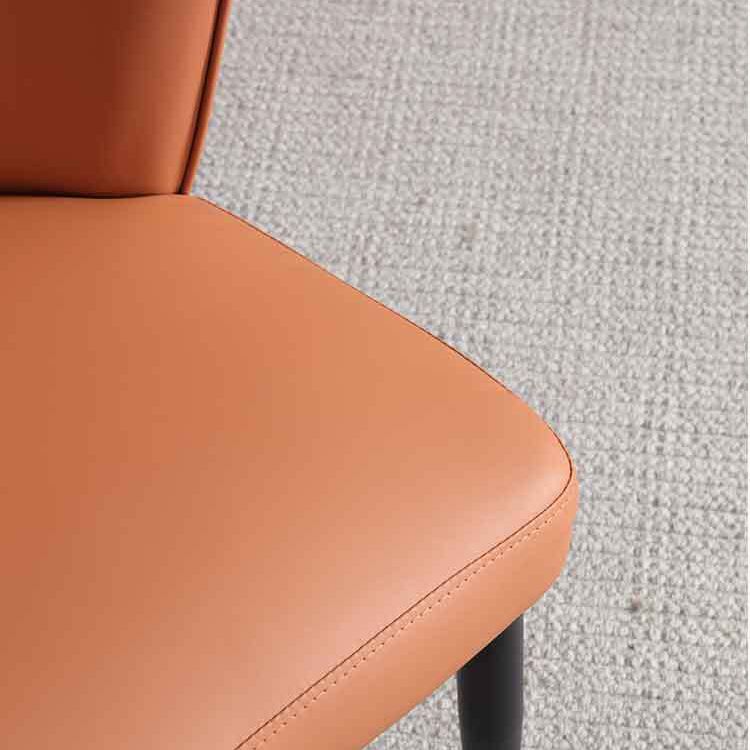 Orange and Gray Dining Chairs Glam Faux Leather Armless Side Chair