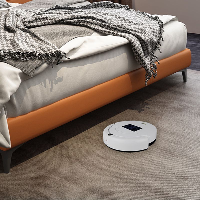 Contemporary Wooden Bed Frame Dark Grey Genuine Leather Standard Bed