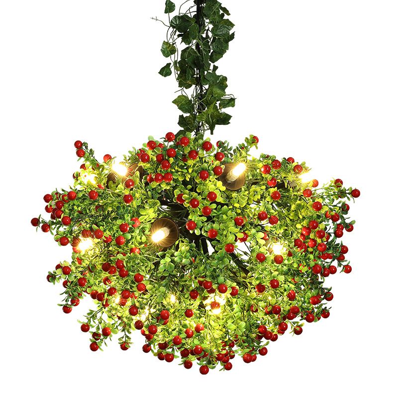 Iluminación de lámpara de lámpara verde de 13 cabezas Vintage Metal Sputnik Luz de techo de techo con decoración de plantas