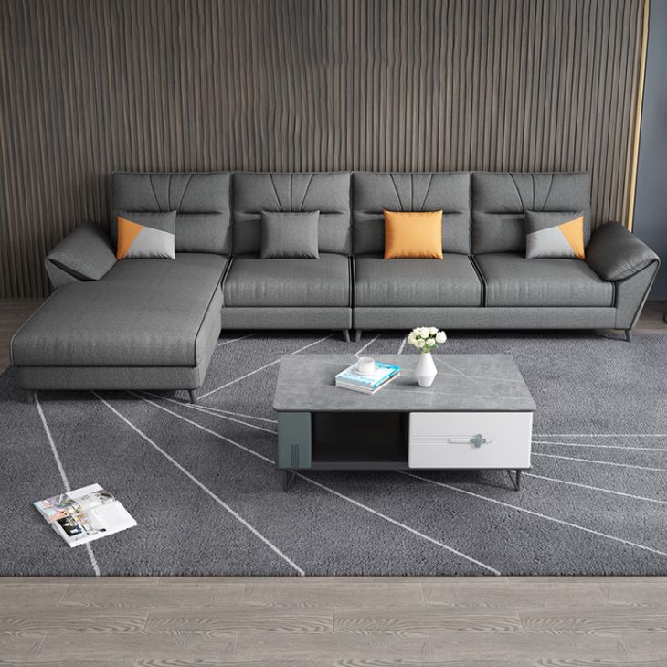 Scandinavian Living Room Fabric Cushions Pillow Top Arm Seating