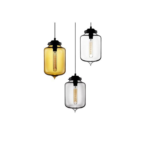 Teardrop Pendant Lighting in Modern Style Glass 1 Light Red/Brown/Blue Hanging Light