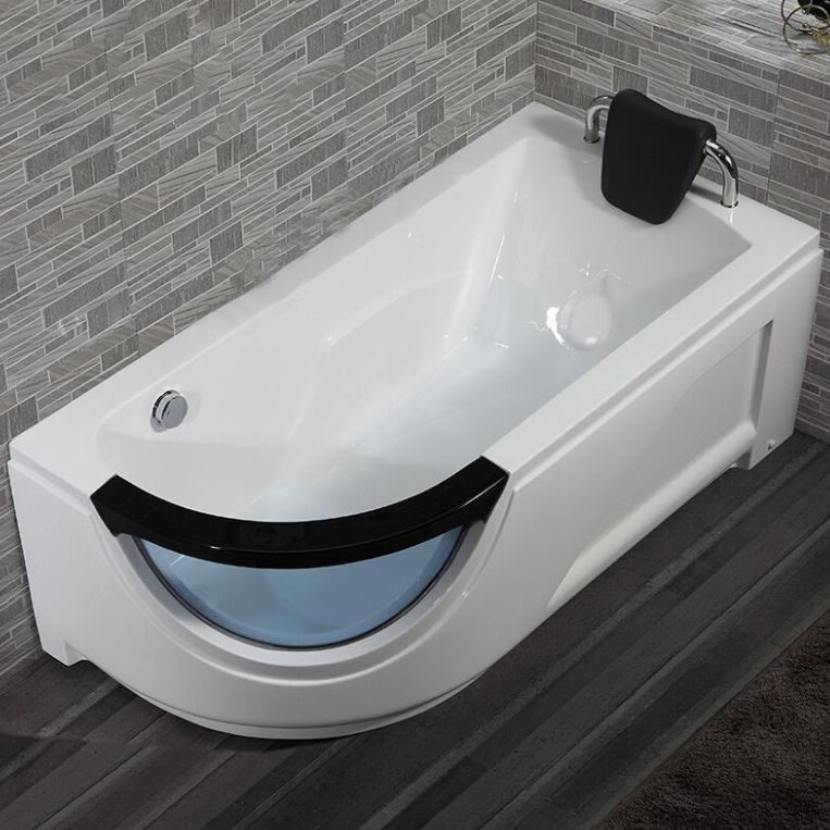 Free Form Corner Bathtub Acrylic Soaking White Modern Back to Wall Bathtub