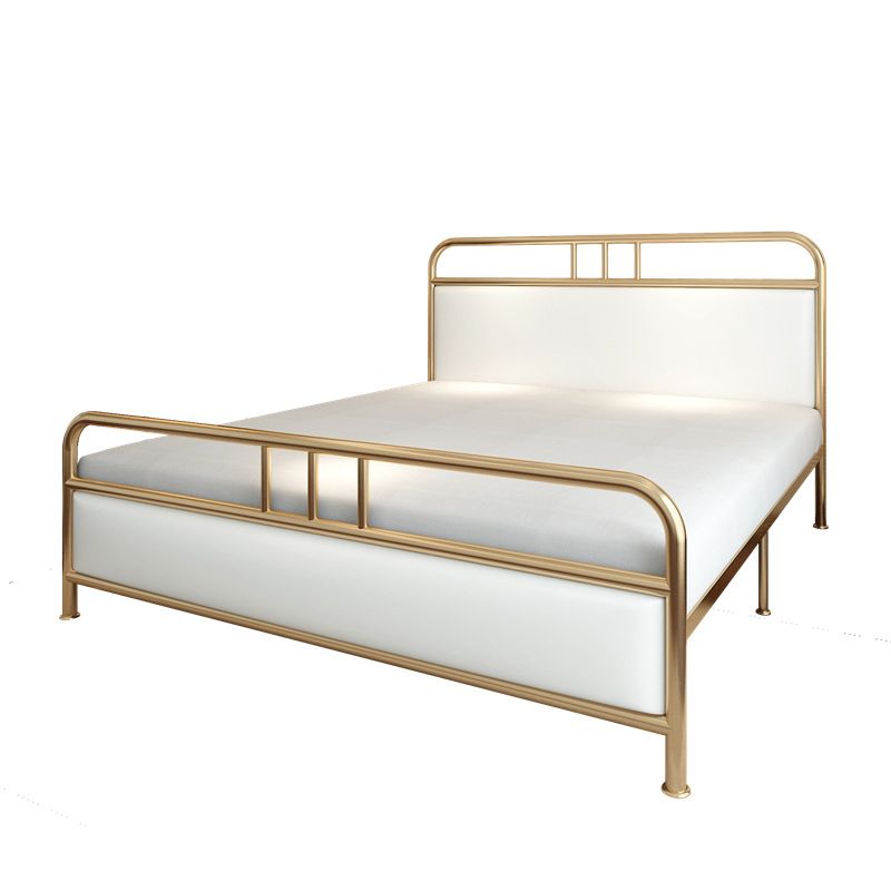 Contemporary Standard Bed Metal Bed Frame with Upholstered Headboard