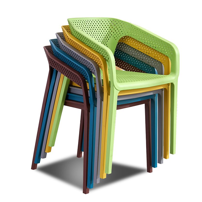 Contemporary Style Multicolor Dining Arm Chair Plastic Stacking Arm Chair