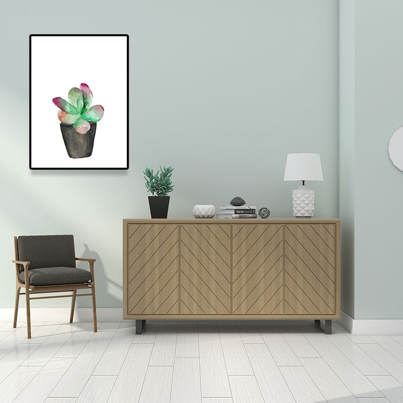 Tropix Succulent Plant Painting Canvas Textured Green Wall Art Print for Living Room