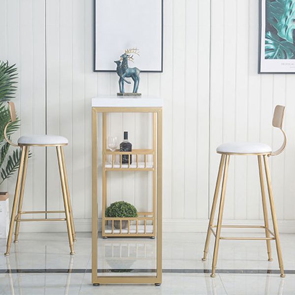 Glam1/2/3 Pieces Bar Table Set Rectangle Marble Counter Table with High Stools