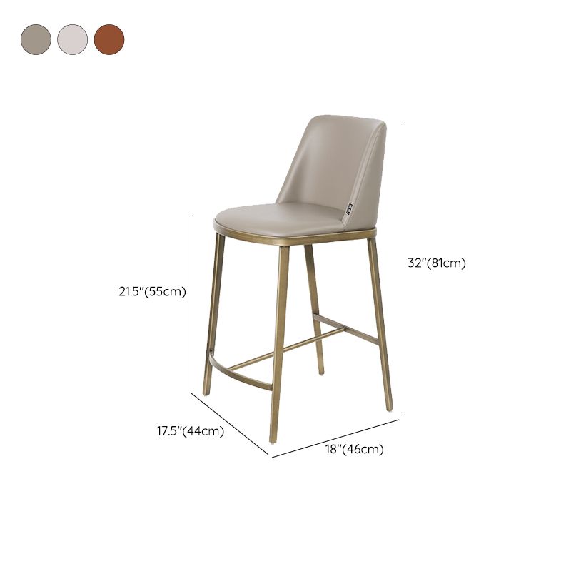 Glam Leather Bar Stool Backrest Gold Frame Counter Stool for Bristol