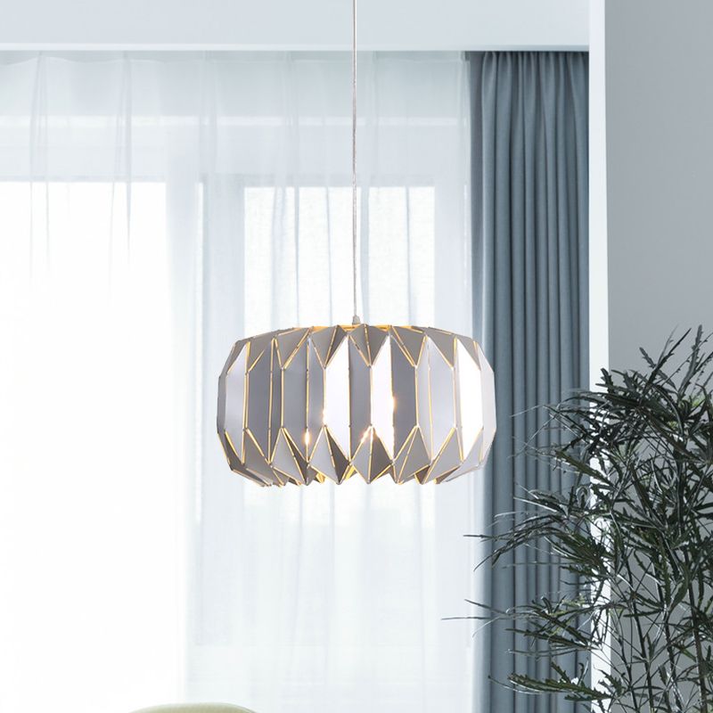 Luz de colgante de techo de 1 luz contemporánea con sombra de metal Kit de lámpara colgante de calabaza plateada/negra