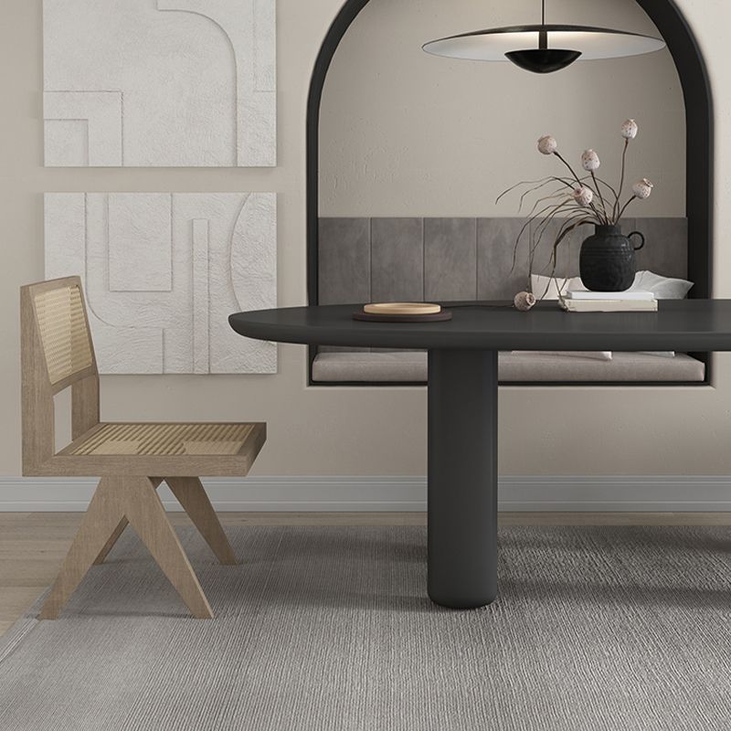 Modern Solid Wood Dining Table Oval Wooden Table with 4 Legs