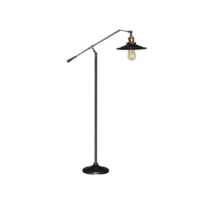 Sala de estar acampanada de metal de piso 1 cabeza lámpara de pie de estilo industrial en negro/bronce, 10 "/12" de ancho