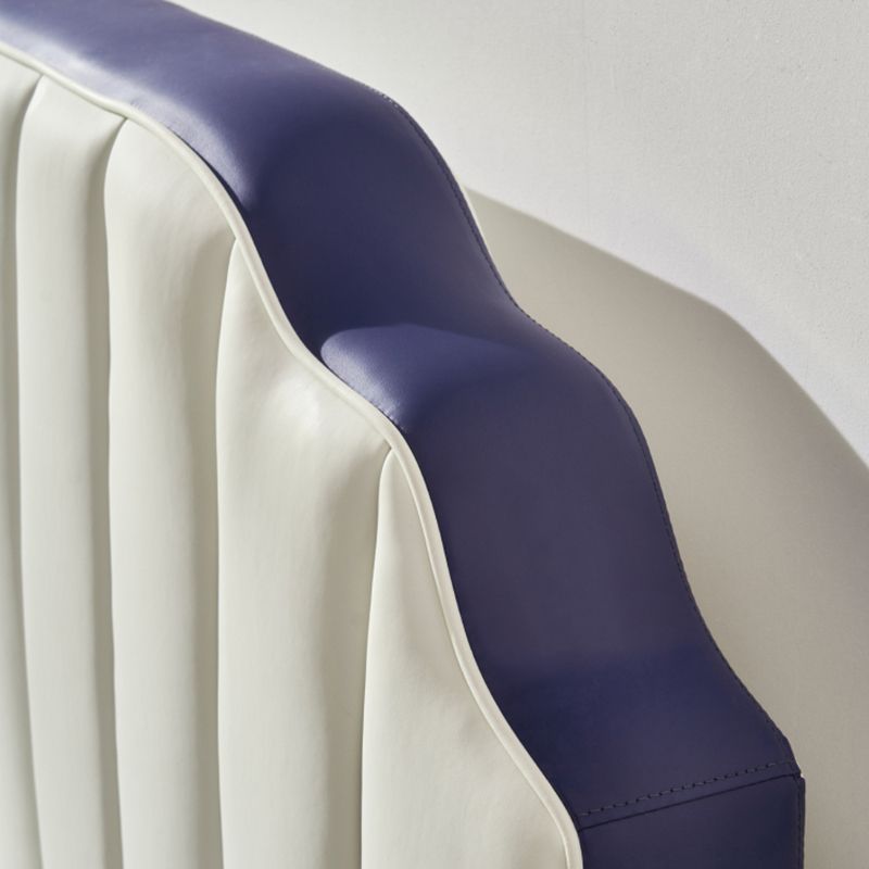 Stepped Glam Standard Bed Beige with Headboard Bed Frame Panel