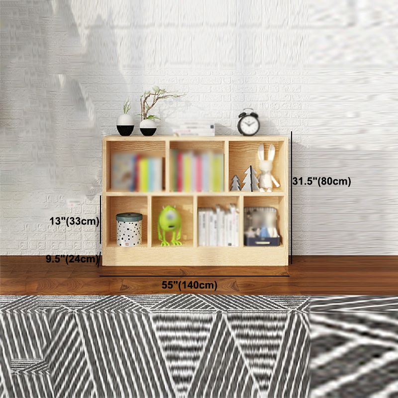 2/3-Shelf Natural Modern Bookshelf Pine Wood Geometric Closed Back Bookshelf