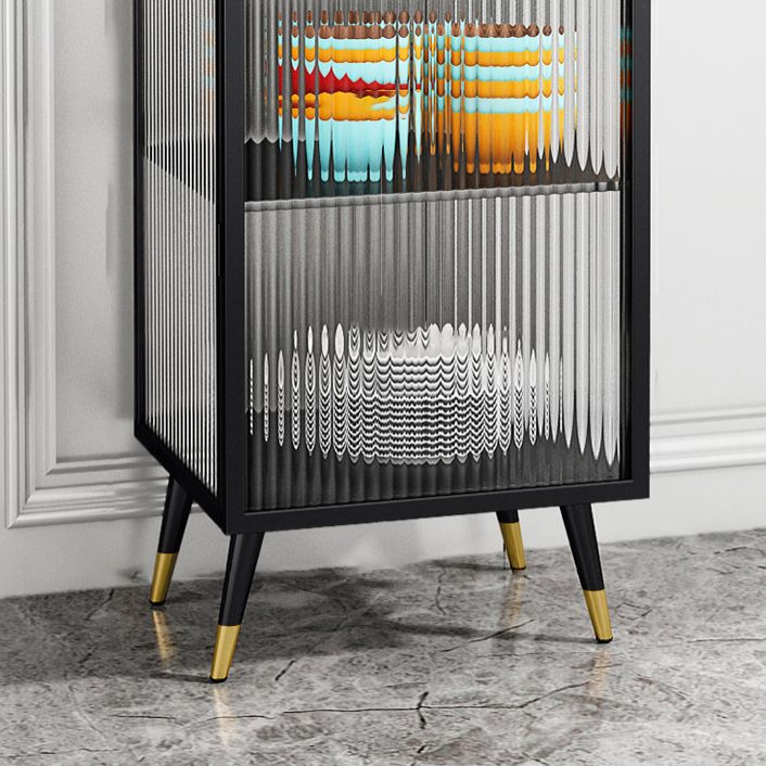 Metal Frame Glass Door Buffet Server Modern Style Kitchen Server for Dining Room