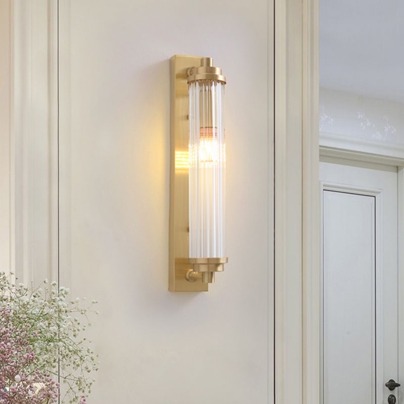 Cylinder Living Room Wall Light Fixture Clear Crystal Pipes LED Contemporary Wall Lighting