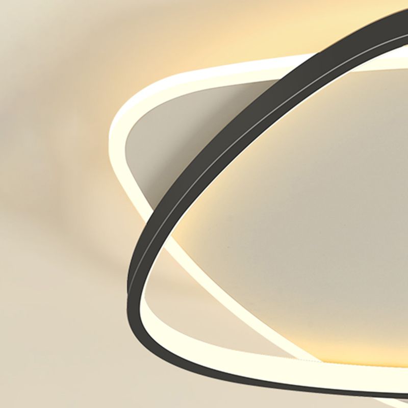 Plafonnier LED noir et blanc de style moderne, plafonnier géométrique en fer avec abat-jour en acrylique