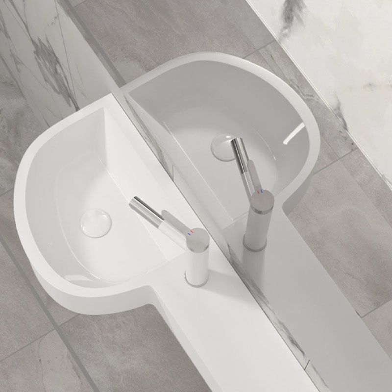 Contemporary Bathroom Sink Man Made Rock Specialty Wall Mount Bathroom Sink without Faucet