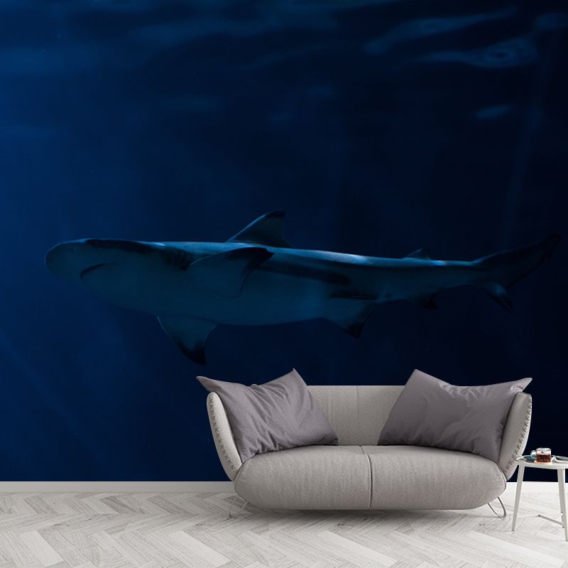 Modern Shark Mural Wallpaper Moisture Resistant Living Room Wall Covering