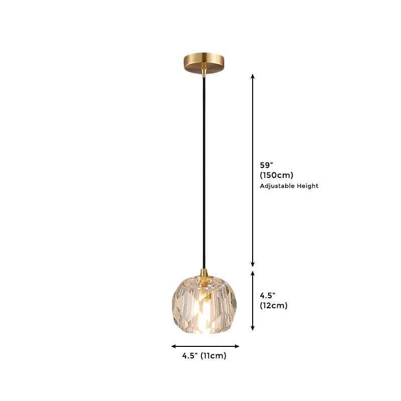 Single Pendant Lighting Globe Modern Design Ceiling Light with Crystal Accents