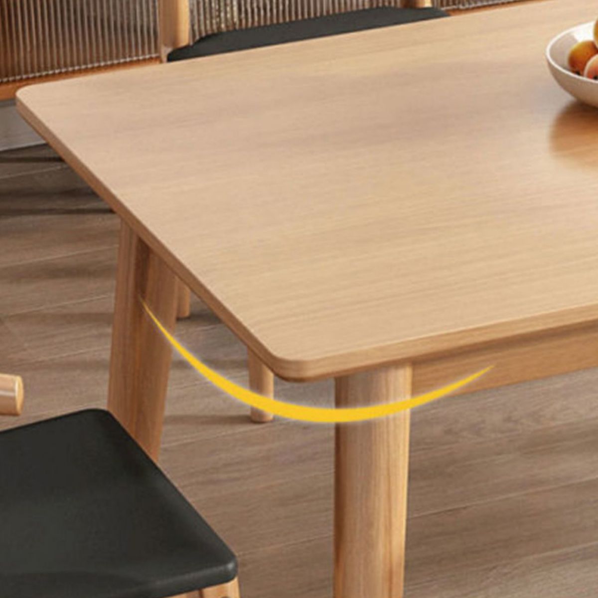 Rectangle Dining Site Table Rubberwood Solid Wood Furniture with 4 Legs