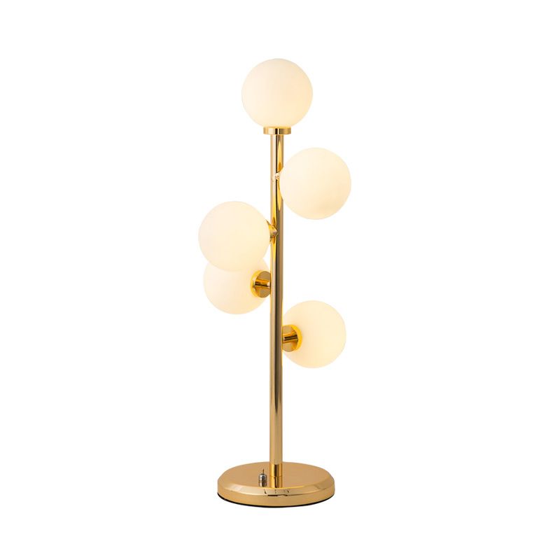 Lampada da comodino in metallo a sfera Illuminazione post-moderna in vetro crema 5 luci Lampada da comodino nera/oro per sala da pranzo