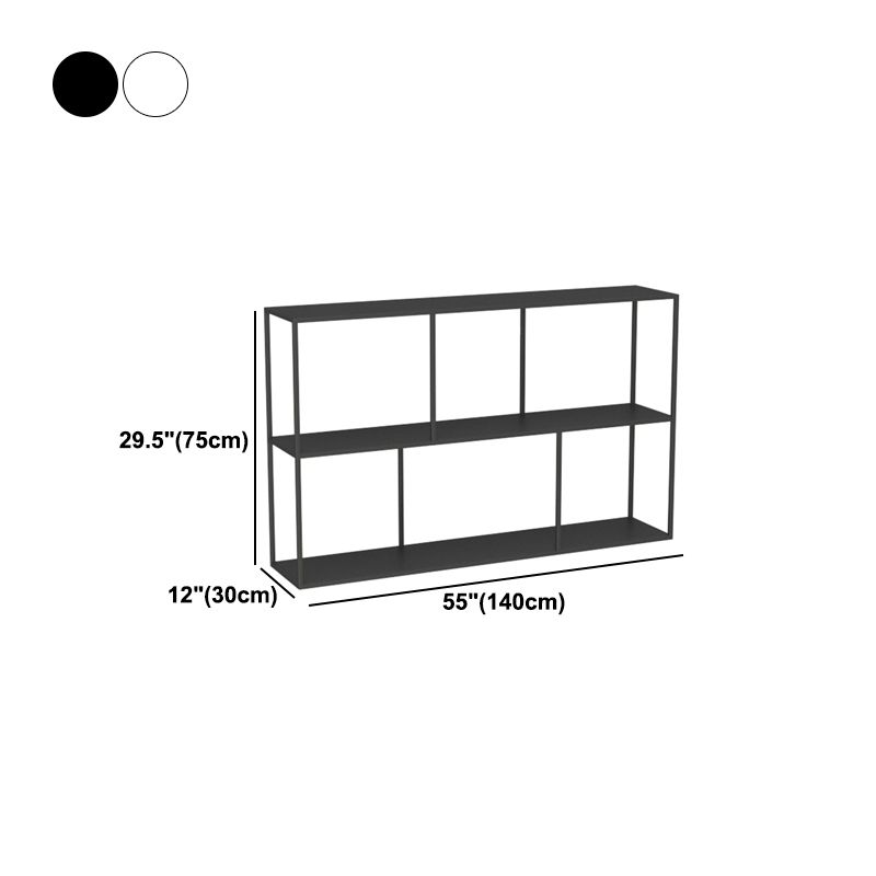 Industrial Style Open Metal Bookcase with Rectangular Shelves