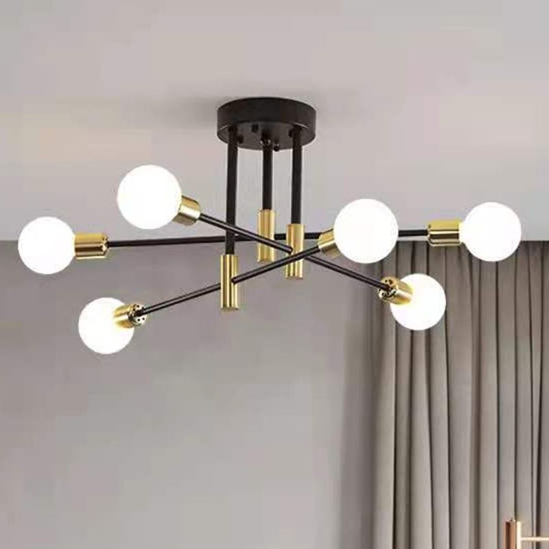 Sputnik Metal Semi Flush Ceiling Lights Modern Living Room Semi Flush Mount Light Fixture