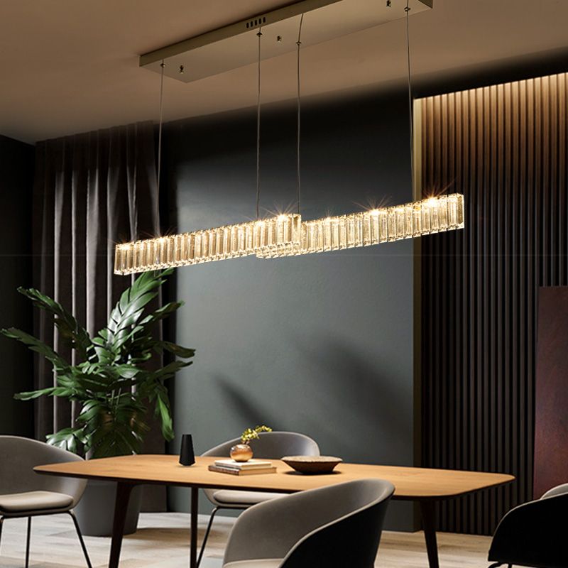Contemporary Island Light Linear Crystal Island Chandelier Lights for Kitchen