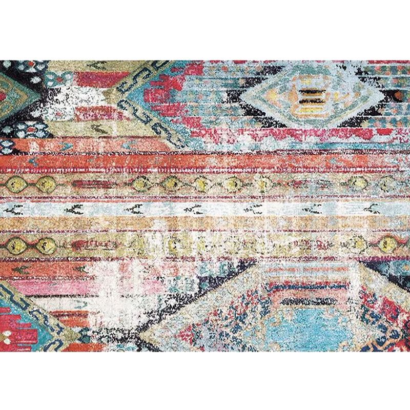 Bohemian Tribal Pattern Rug Multicolor Polyester Rug Machine Washable Non-Slip Backing Area Rug for Living Room