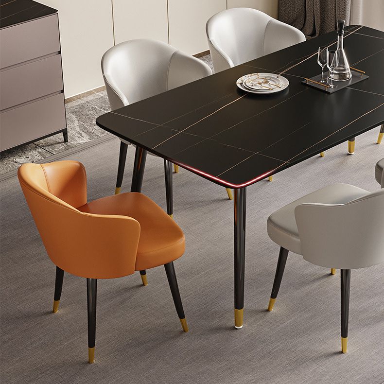 Stone Top Dining Table Contemporary Table with 4 Legs in Black