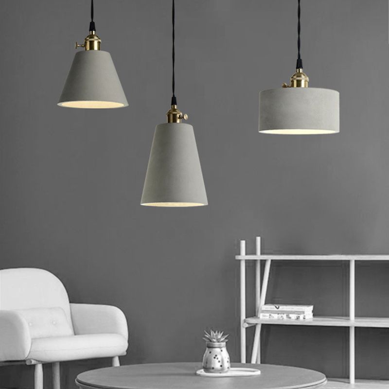 Gearceerde cement plafond suspensielamp moderne stijl grijze hanglampverlichting armatuur