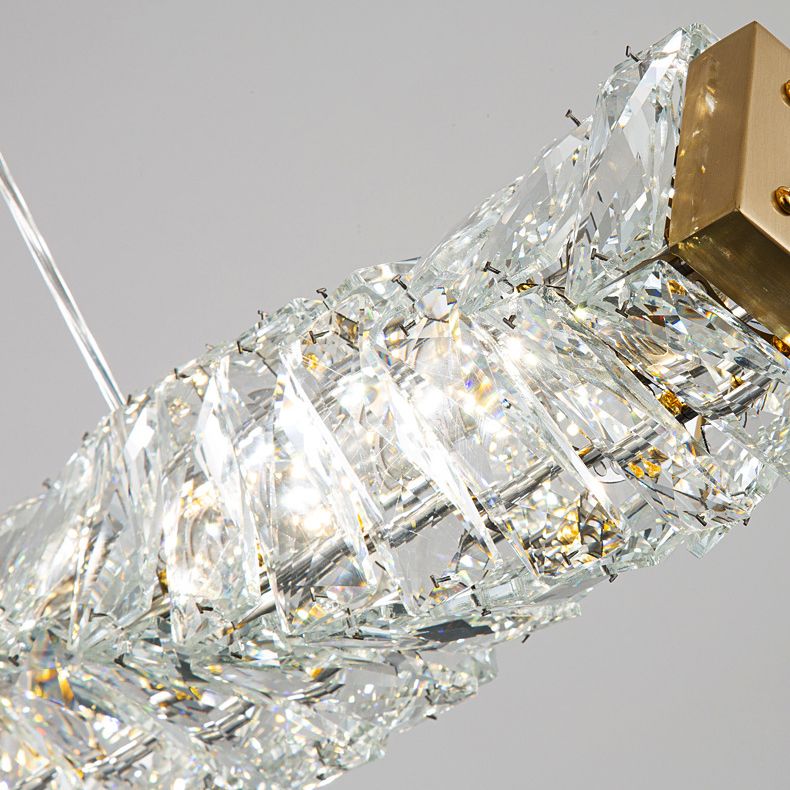 Single Modernism Golden Ceiling Light Crystal Kitchen Island Lighting