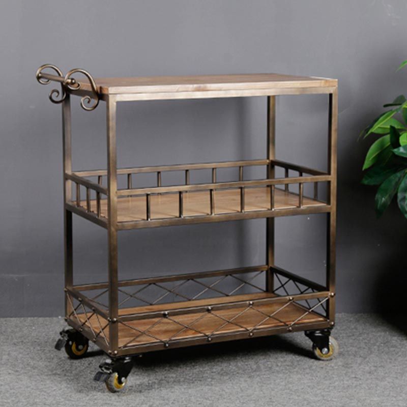 Contemporary Wood Kitchen Island Table Stationary Kitchen Island Table with Open Storage
