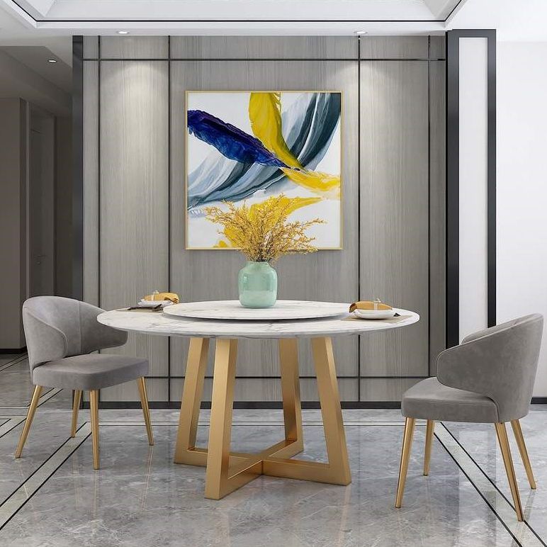 Iron and Slate Table Glam Style Simple Home Round Dining Table