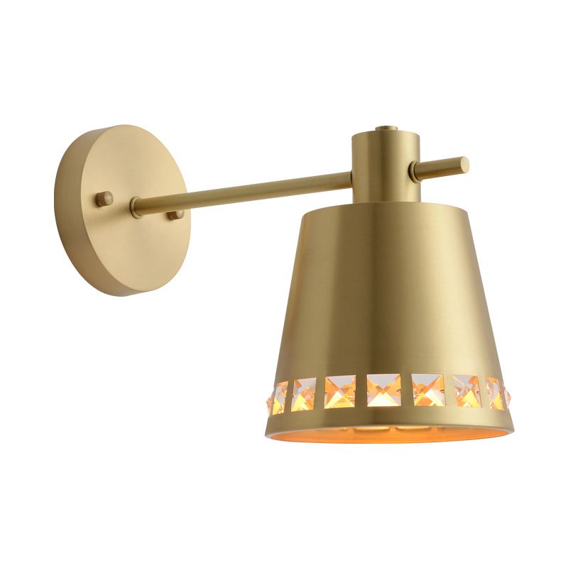 1 Bulb Bathroom Wall Lamp Modernism Brass Wall Light Sconce with Barrel Metal Shade