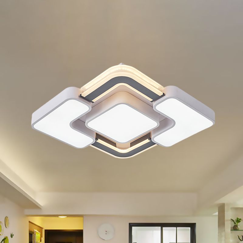 Rhombus Metallo Flush Mount Illuminazione Contemporanea LED Nero-Bianco Flush Lampada da Soffitto per Camera da letto
