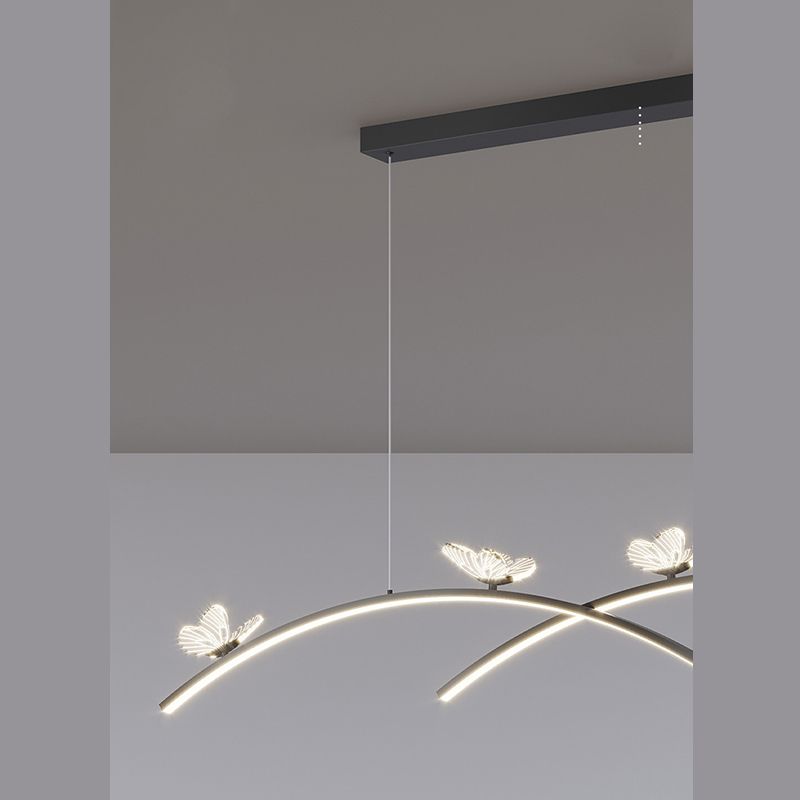 Estilo minimalista moderno colgante de clúster lineal metal de luz 2 luces de clúster para sala de estar
