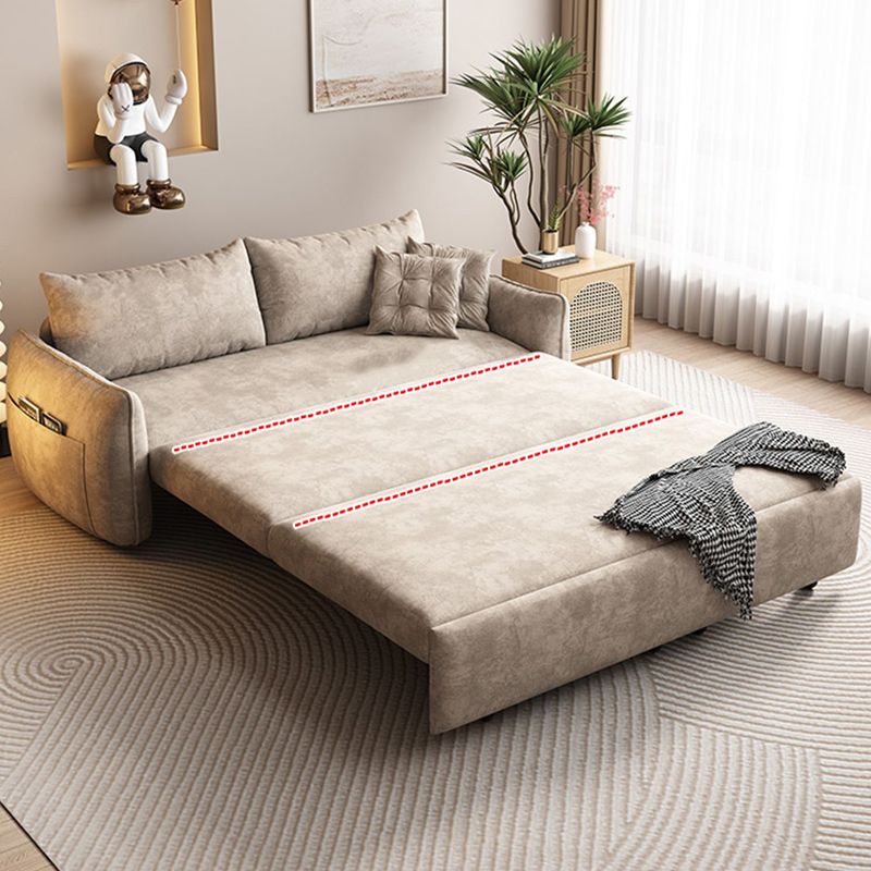 Modern Fabric Sofa Bed Brown Slipcovered Sleeper Sofa with Storage