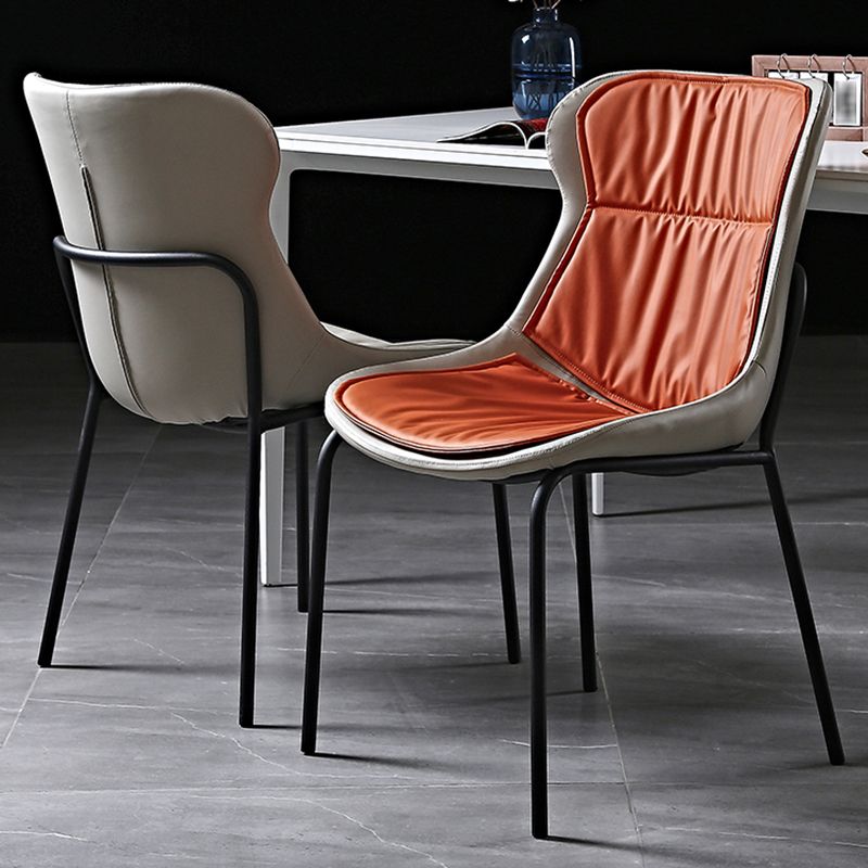 Industrial PU Leather Dining Chairs Solid Back Chair for Home