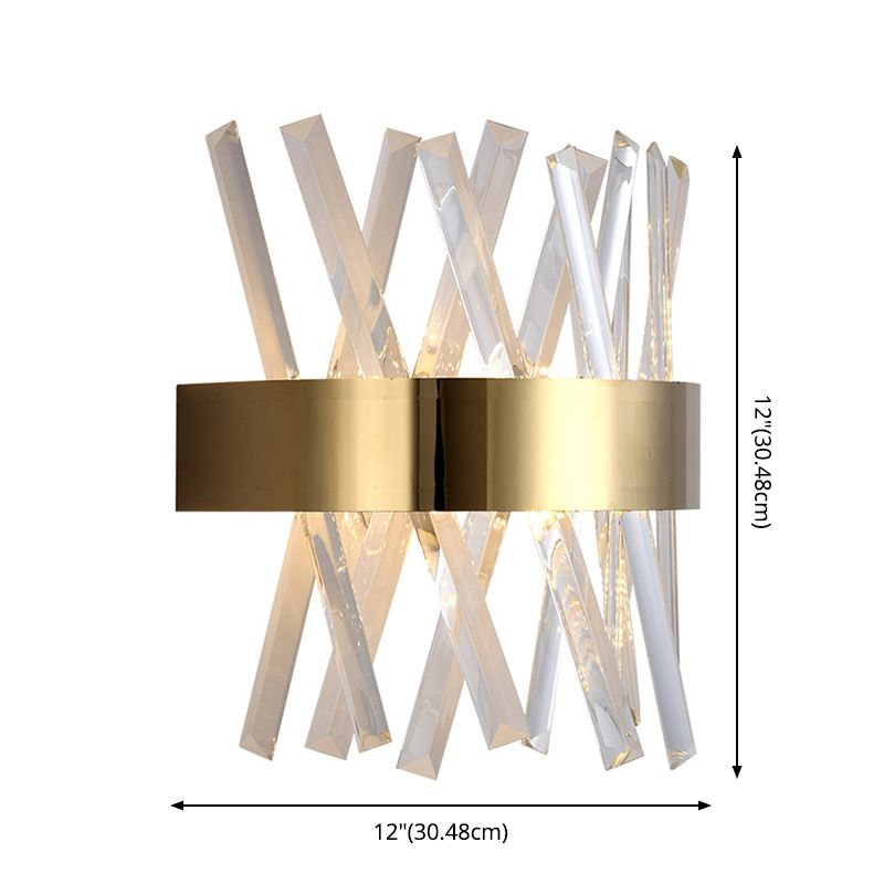 Crossed Clear Crystal Strip Sconce Lights Post-modern Style Simplicity Wall Light in Gold