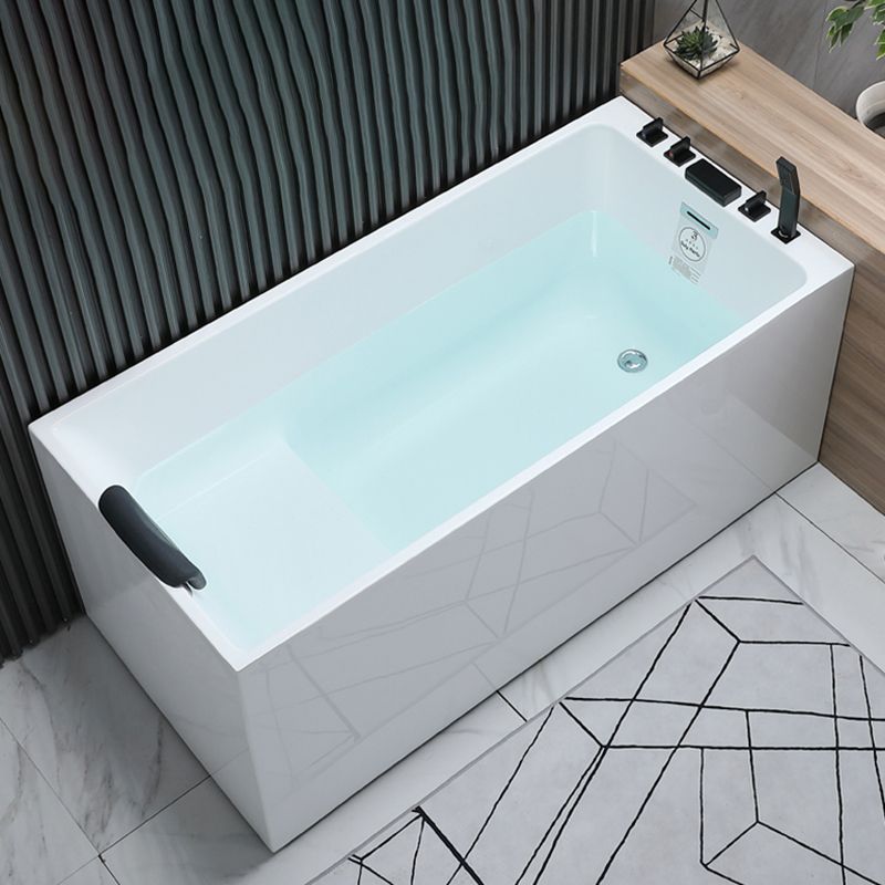 Acrylic Soaking Tub with Left Drain in White Rectangle Freestanding Bathtub