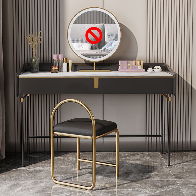 Modern Black Vanity Makeup Stone Top Dressing Table with Storage