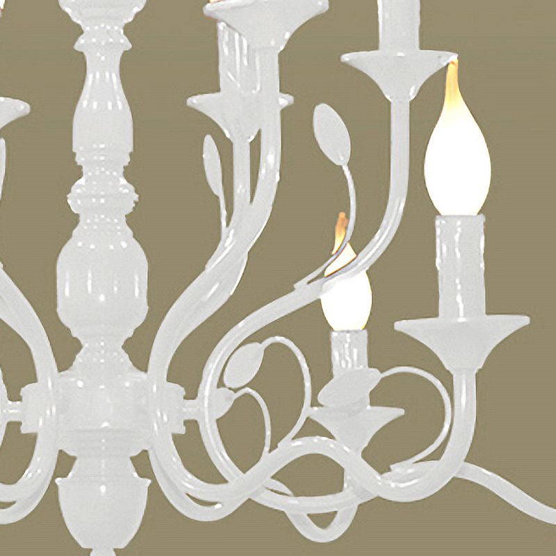 2-Tier Candle Living Room Chandelier Lighting Traditionary Metal 10/12/16 Heads White Hanging Pendant Lamp