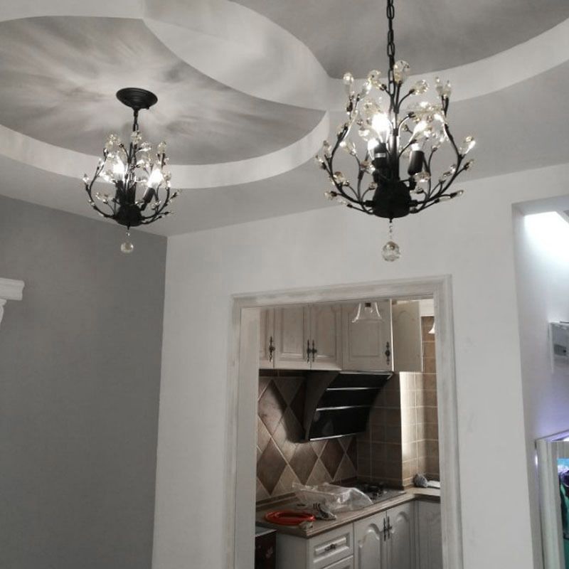 3-Lights American Style Crystal Kronleuchter 33 "breite Zweige geformte Beleuchtungsstoffe für Schlafzimmer Esszimmer