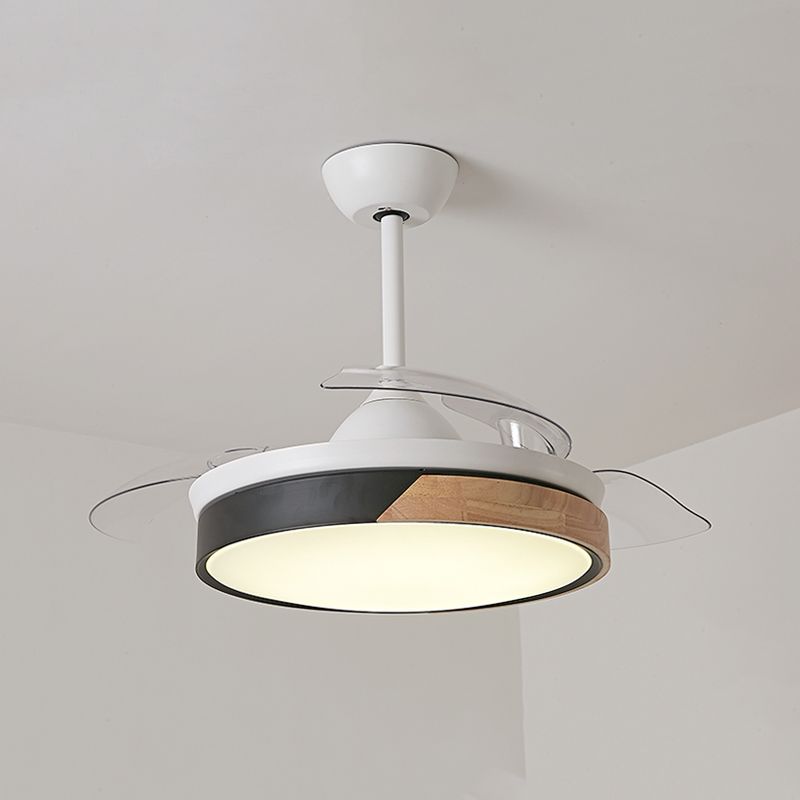 Round Ceiling Fan Lighting Kids Style Metal Single Light Ceiling Fan Lamp for Living Room