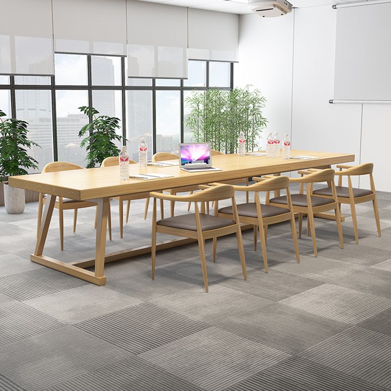 Rectangle Trestle Dinner Table Solid Wood Dining Room Collection for Home