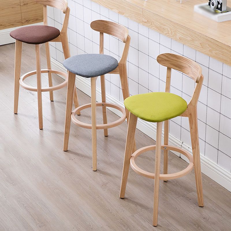Taburetes de mostrador tapizado de madera natural taburetes de bar de reposapiés escandinavos
