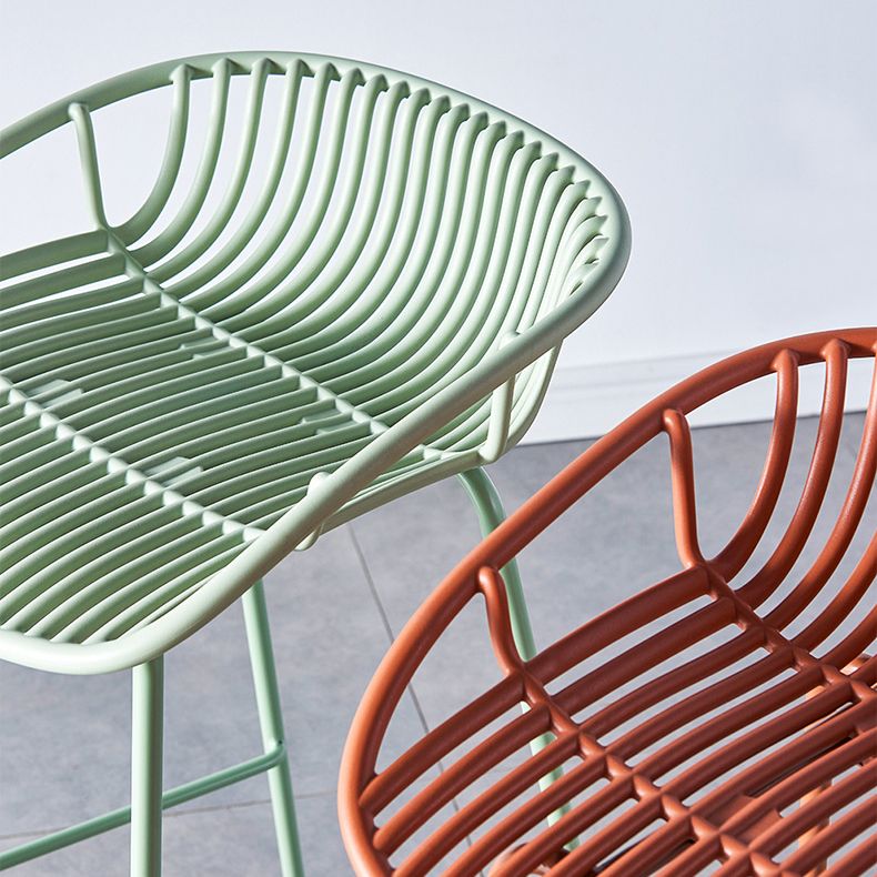 Industrial Backrest Armless Counter Stool Metal Cafe Bar Stool with 4 Legs